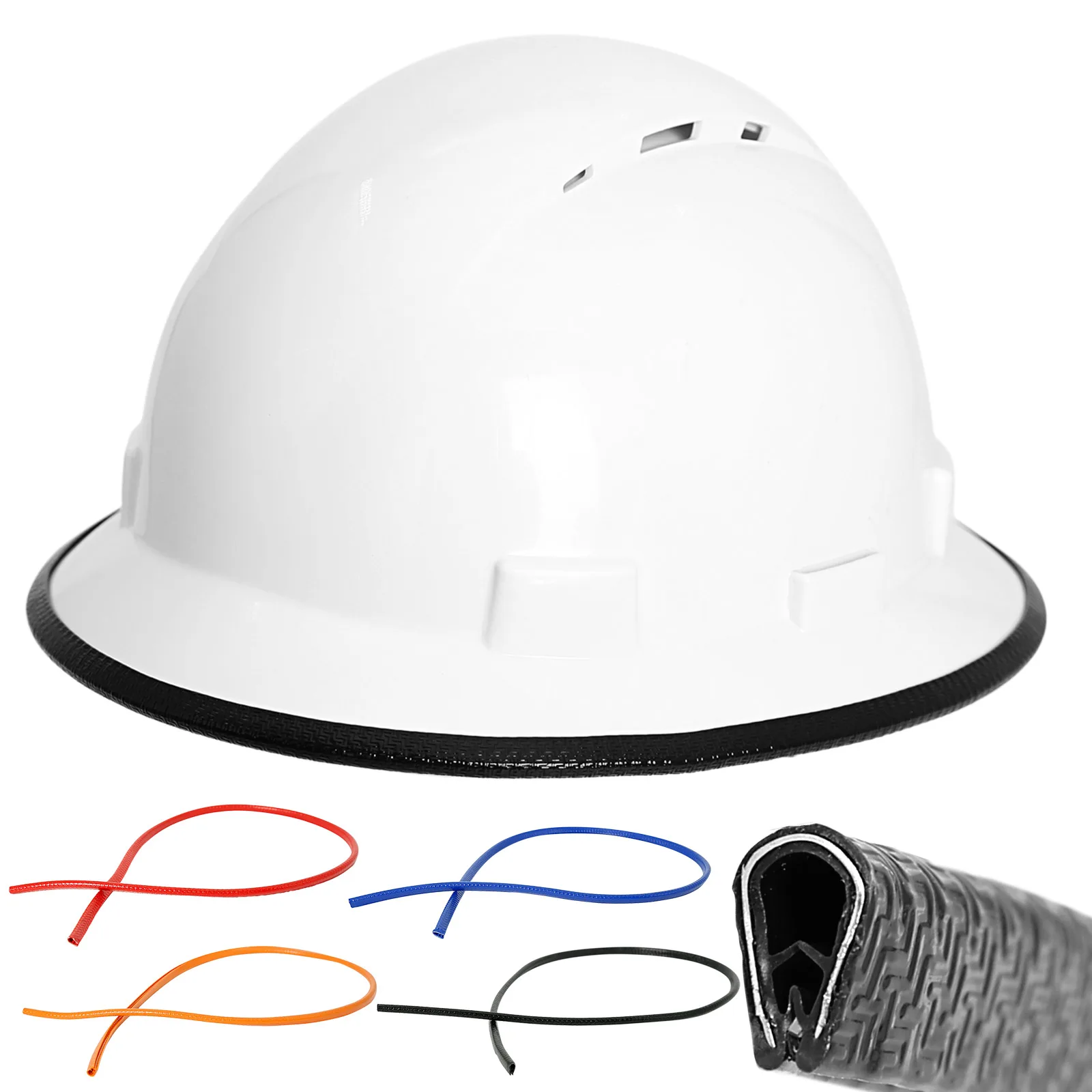 Aolamegs Anti-collision Strips Full Brim Hard Hat Guard Strengthen Helmet Protection Helmet Accessories 36.6in Length Croppable safety helmet
