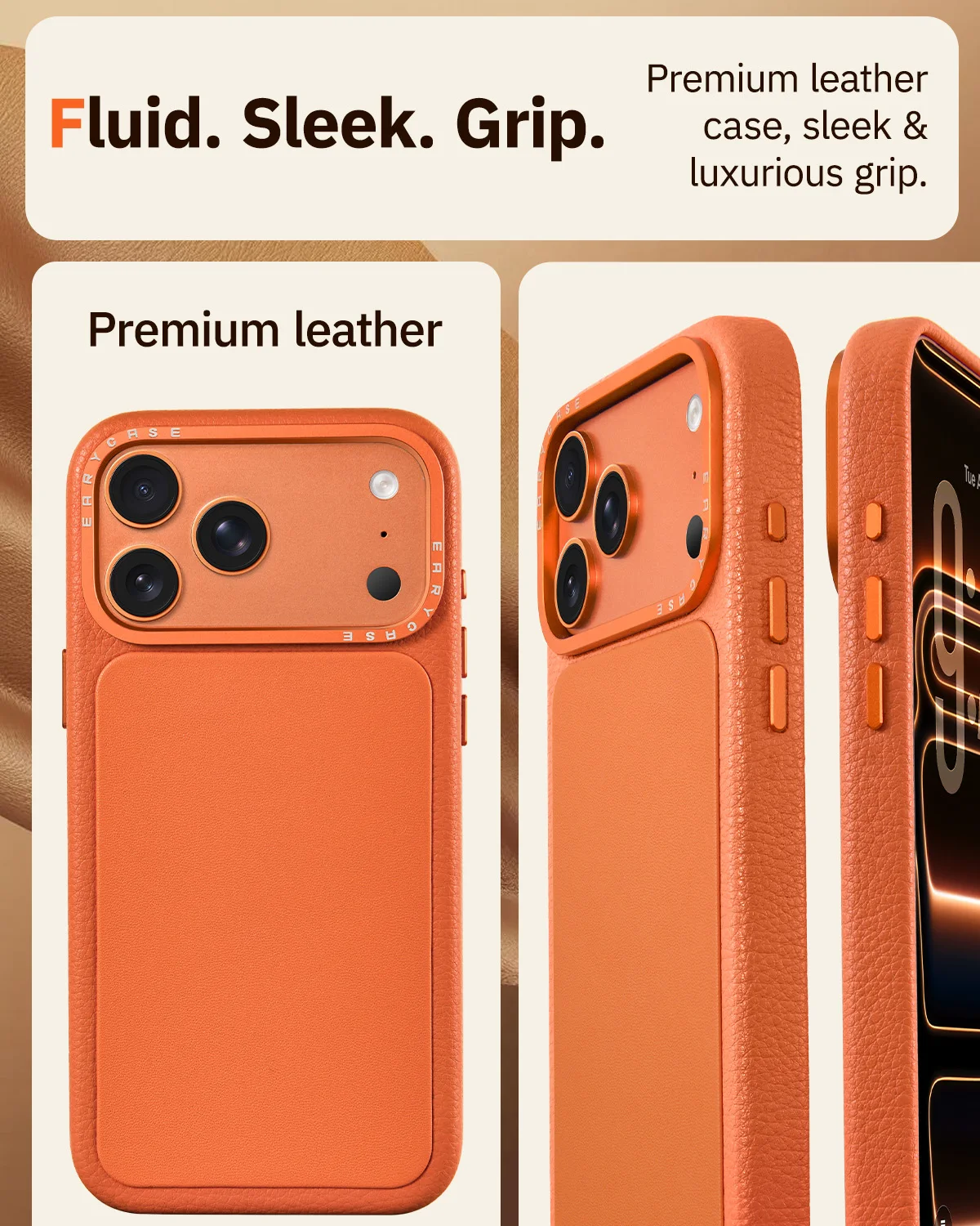 Eary Leather Shockproof Phone Case with Built-in Camera Protection