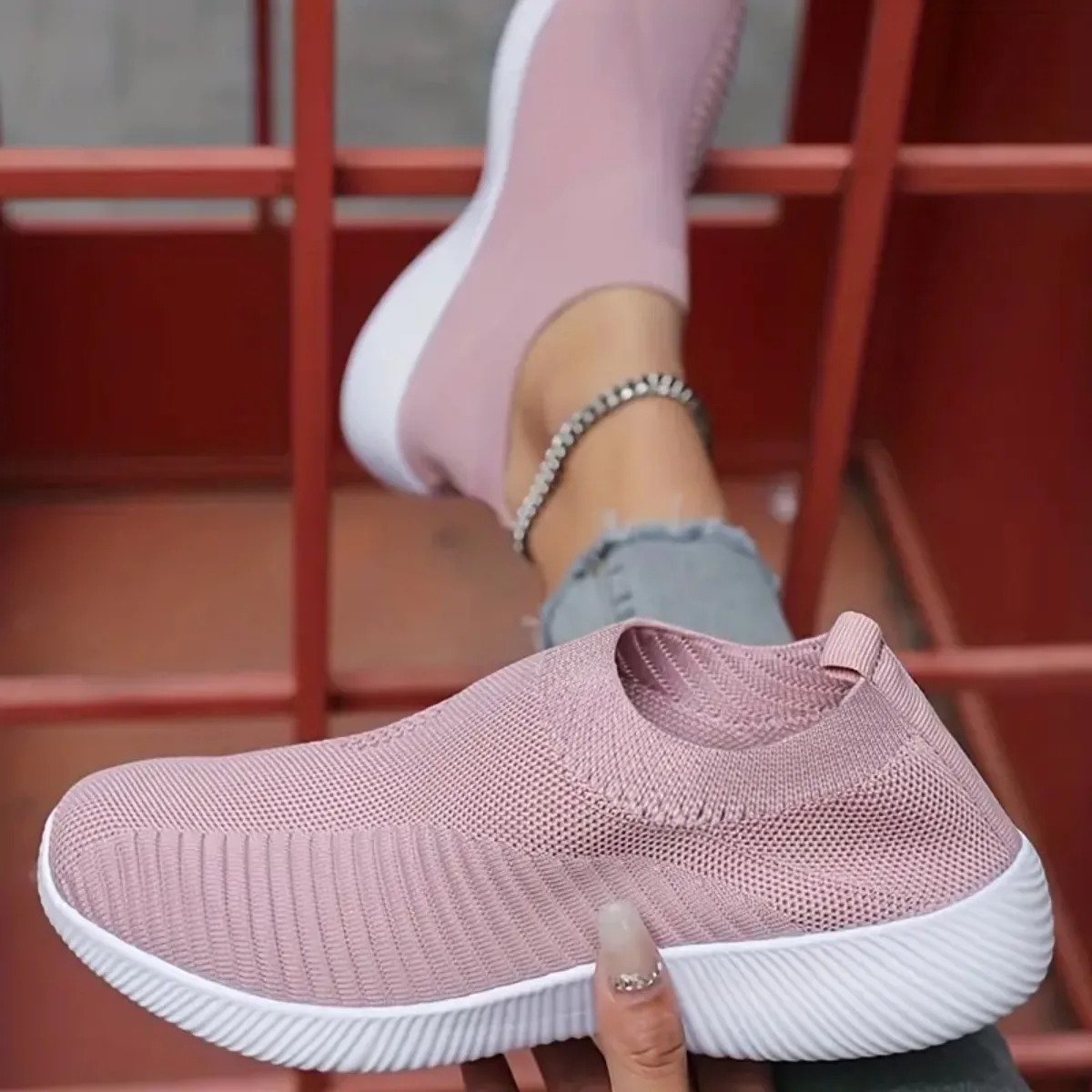Sommerliche, modische, weiche Outdoor-Sneaker, leichte und bequeme Damen-Slipper, Loafer zum Hineinschlüpfen, Wanderschuhe für Damen_voghion.com