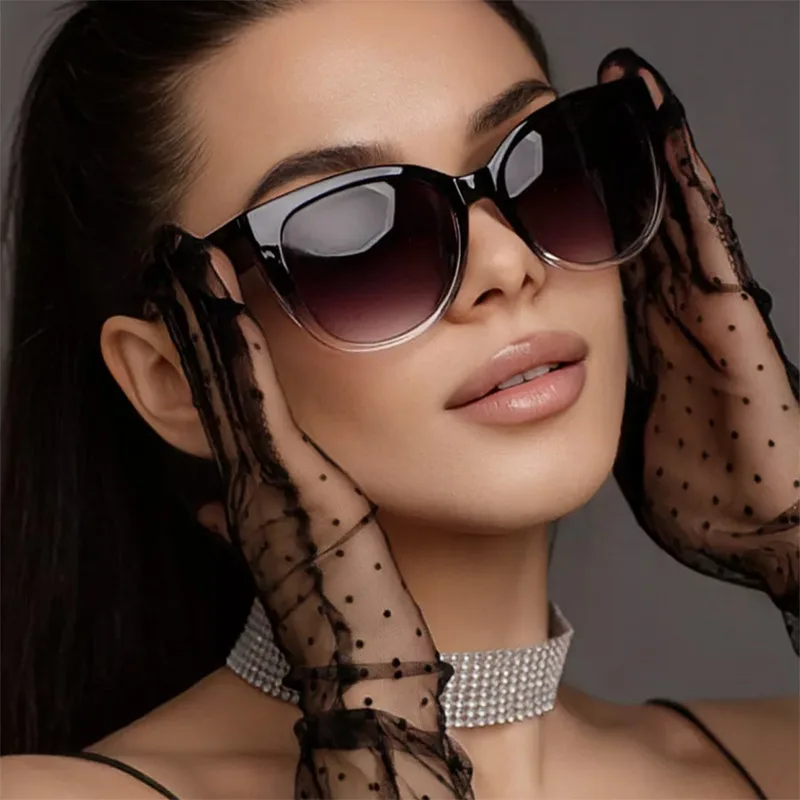 Fashion Cat Eye Sunglasses For Women Gradient Color Designer Uv400 Female Popular Shades