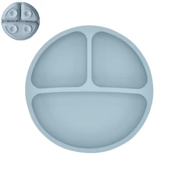 4-Piece Silicone Cartoon Smile Face Plate Set (Grey Blue Plate)