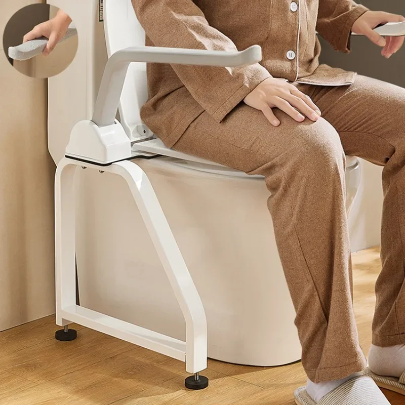 Non Perforated Anti Slip Foldable Toilet Armrest Bracket, Elderly Bathroom Safety Products Armrest Up Assist Device, Toilet Seat 3