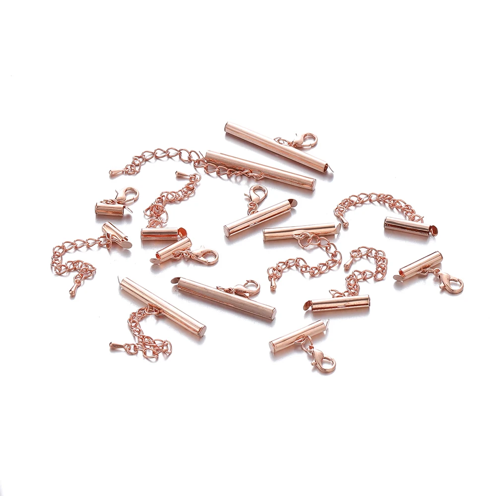 10-Piece Metal Bracelet End Connectors with Extending Lobster Clasps