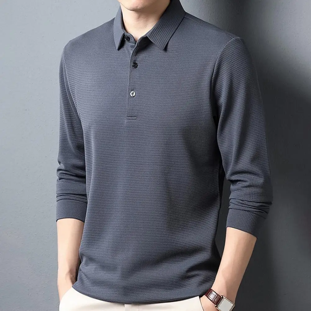 

Men's Shirt Trendy Lapel Long Sleeve Casual Versatile Soft Texture Solid Color Top For Autumn Winter