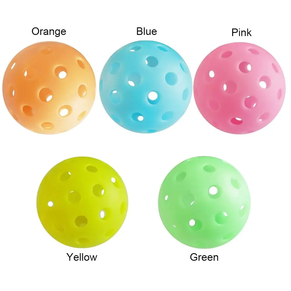 Multicolor Luminous Pickleball Creative Glow in The Dark 74MM 40 Holes Glowing Balls Elastic PE Ball Indoor Utdoor Squash Racket squash balls