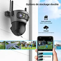 2 caméras de sécurité WiFi PTZ 15MP 8K 2.4G/5G à trois objectifs et trois écrans, caméra de surveillance extérieure avec détection humaine, application O-KAM PRO 5