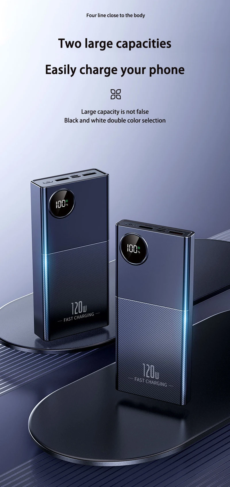 50000 mAh Fast Charging Power Bank Large Capacity Portable 66W Chargers With Four Cable Power Banks External Battery For Xiaomi