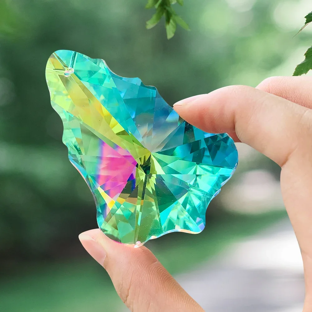 75mm Aurora AB Color Christmas Tree Crystal Chandelier Crystal Prism Pendant Rainbow Maker Hanging Suncatcher Home Wedding Decor