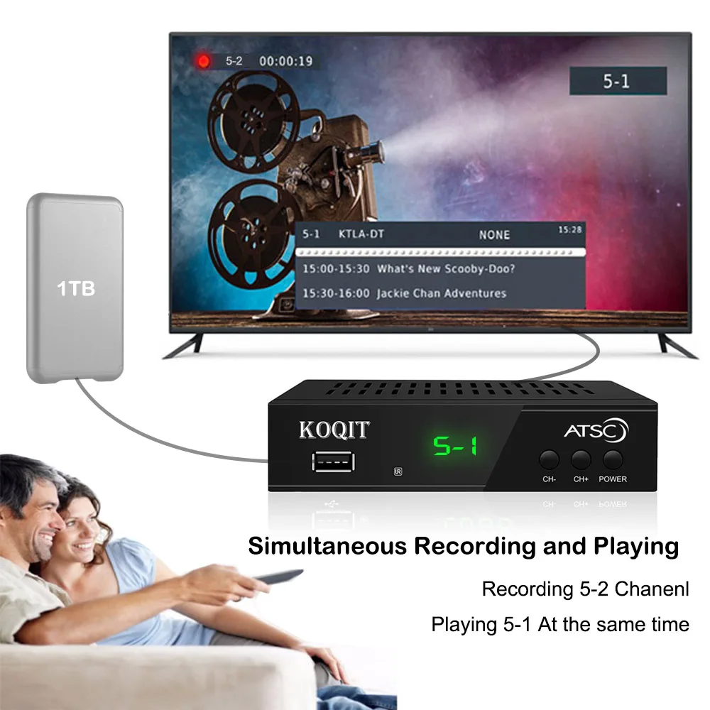 fire tv box Smart Universal Remote ATSC TV Tuner Analog Digital Converter Box USB DVR Recorder For Tv Terrestrial Digital Broadcast Receiver free sat box