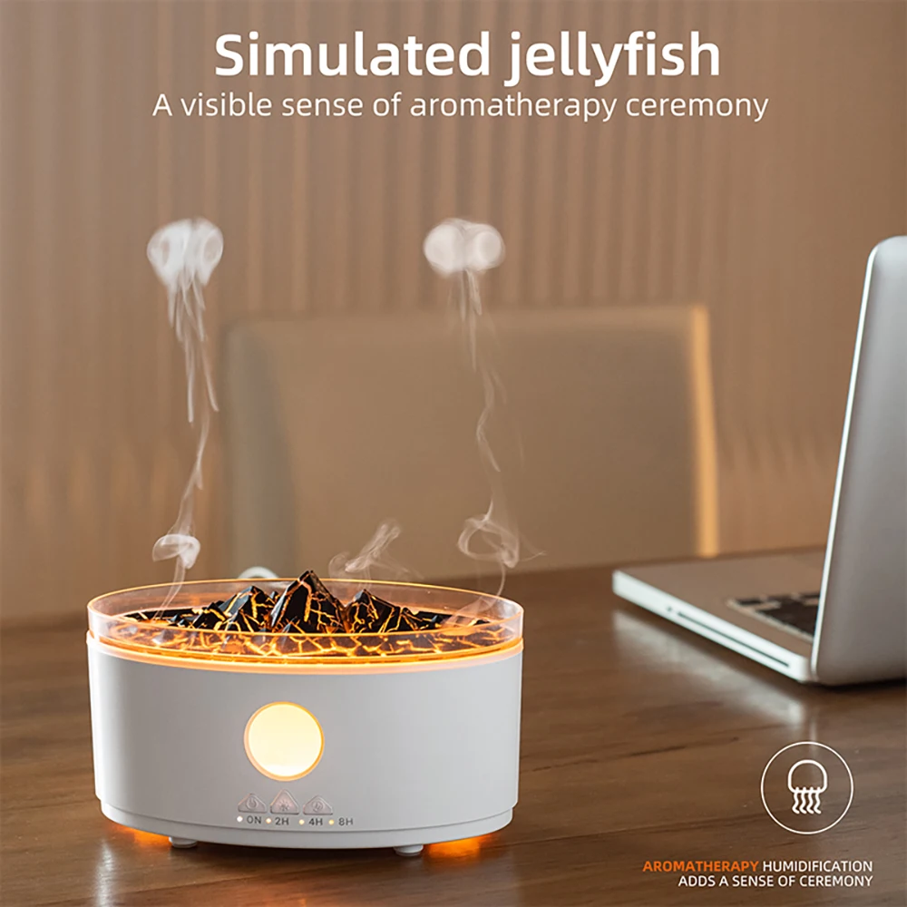 Multicolor Humidifier Aromatherapy Flame Volcano Light TimerFlame Ultrasonic Essential Oil Diffuse For Bedroom Home Yoga Office 4