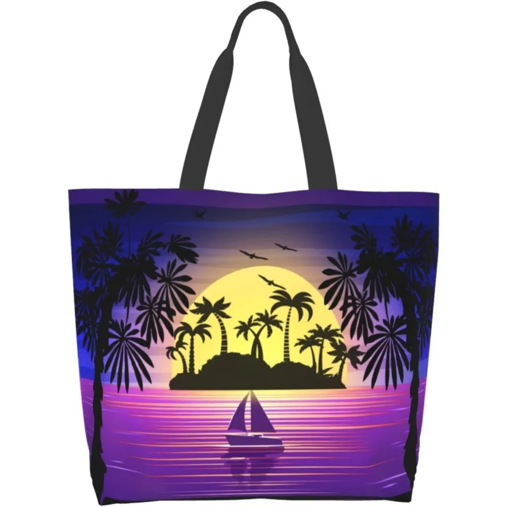 

Гавайский пейзаж, сумка-тоут для женщин, пляжная сумка, портативная водонепроницаемая сумка, многоразовые продуктовые сумки для путешествий, тренажерного зала, покупок, школы