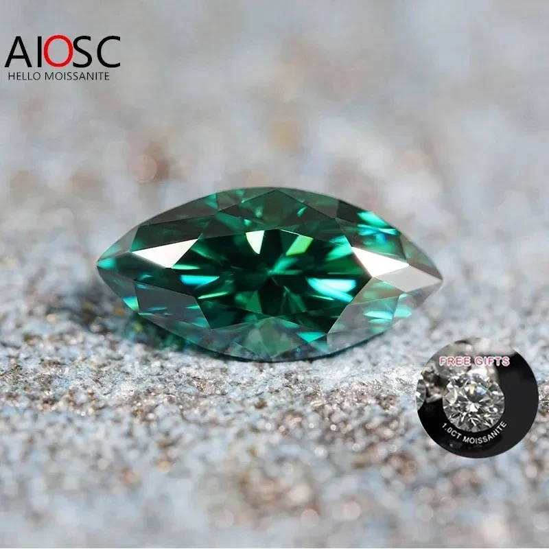 

AIOSC Marquise Cut Moissanite Loose Stones Green Color 0.5ct~3.0ct Gems for Women Jewelry Diamond Ring Material with Certificate