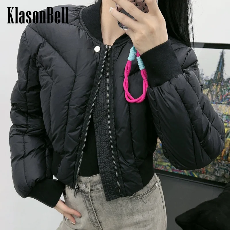 

10.28 KlasonBell Fashion High Waist Stand Collar Zipper Down Jacket Outerwear Women