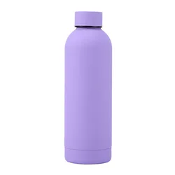 Stainless Steel Insulated Sports Bottle - Rubber Coated, 500/750ml - 500ml (Purple)