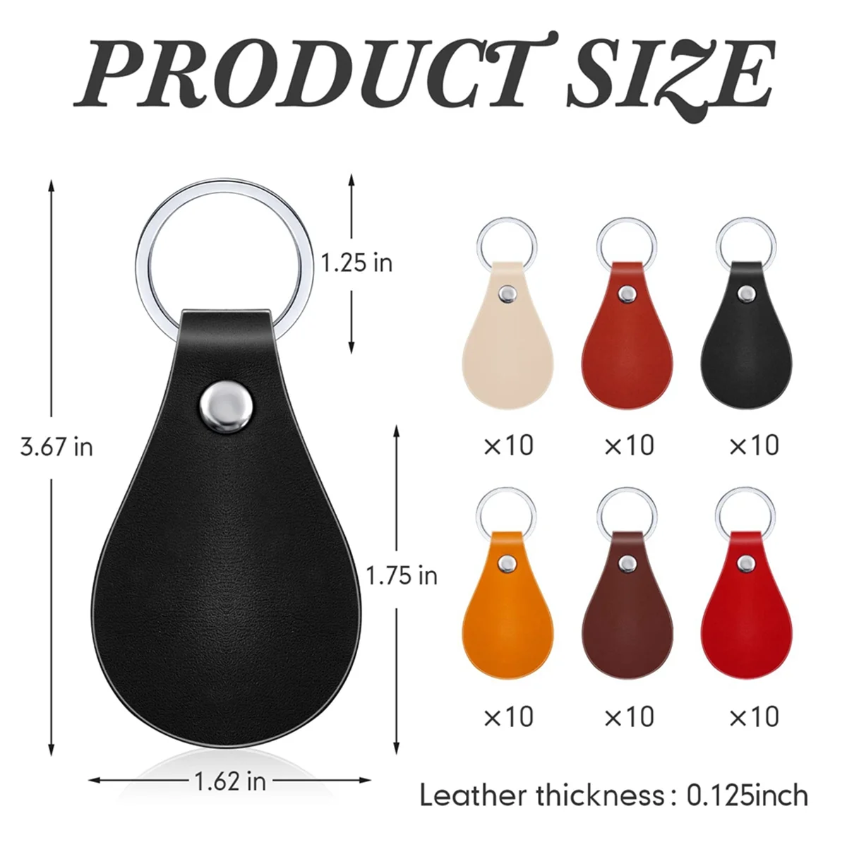 60 Pcs Pu Leather Key Fob Kit Leather Key Fobs Blanks with Rivets and Key Rings Leather Keychain for DIY Laser Engraving