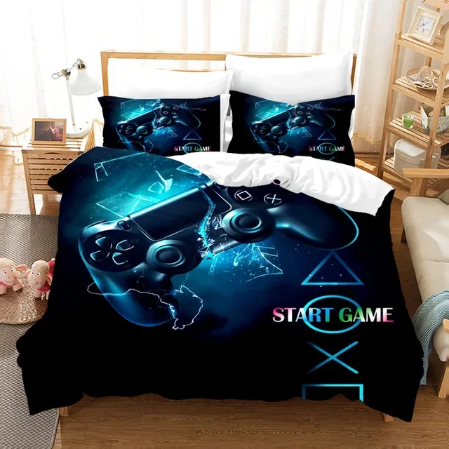 Conjunto de cama gamer digital 3d, capa de edredom com fronhas, 2/3 peças, capa de edredom para videogame, queen, king, tamanho duplo