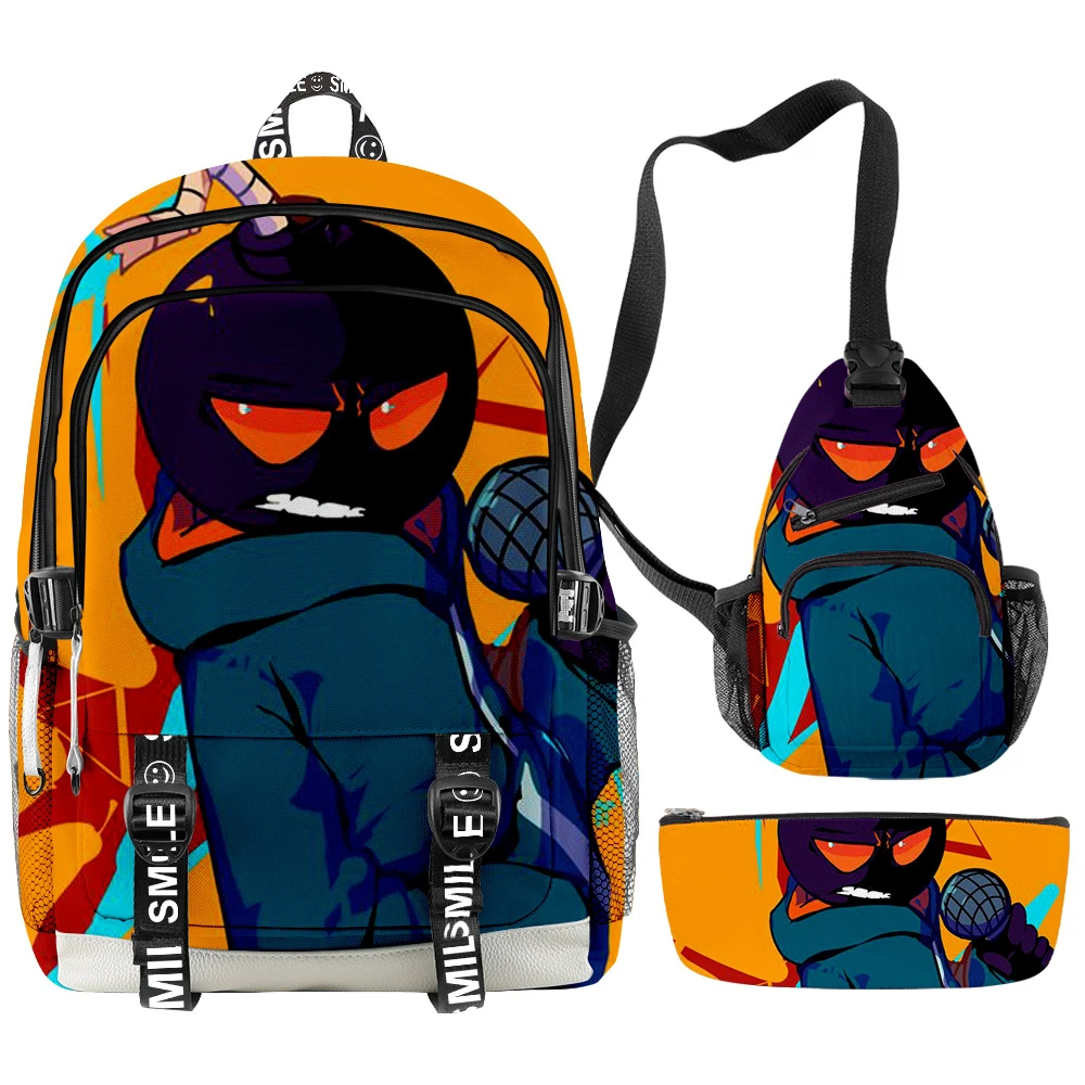 

Classic Trendy Friday Night Funkin 3D Printed 3pcs/Set Student School Bags multifunction Travel Backpack Chest Bag Pencil Case