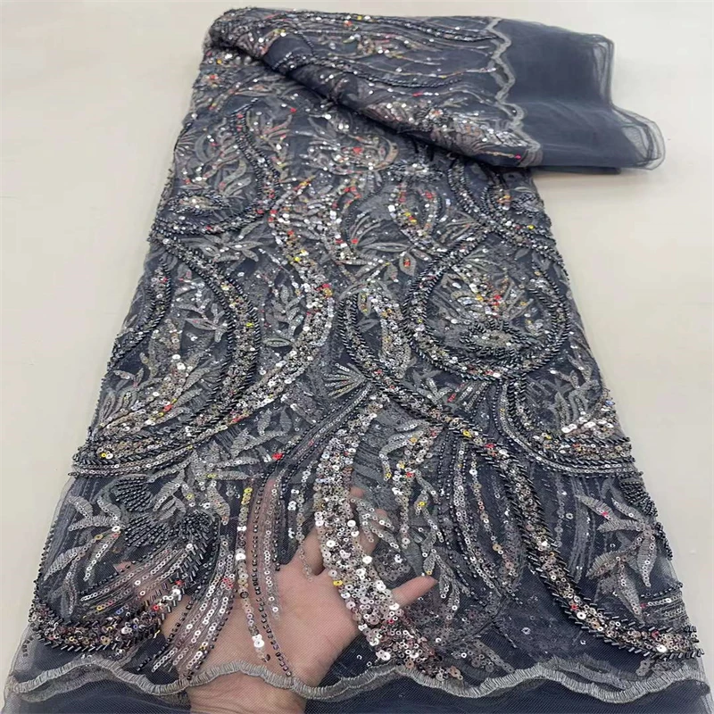 

Familiar 2022 High Quality African Tulle Lace Fabric Sequins Embroidery Beaded Nigerian French Mesh Lace Fabric Sewing RF83255
