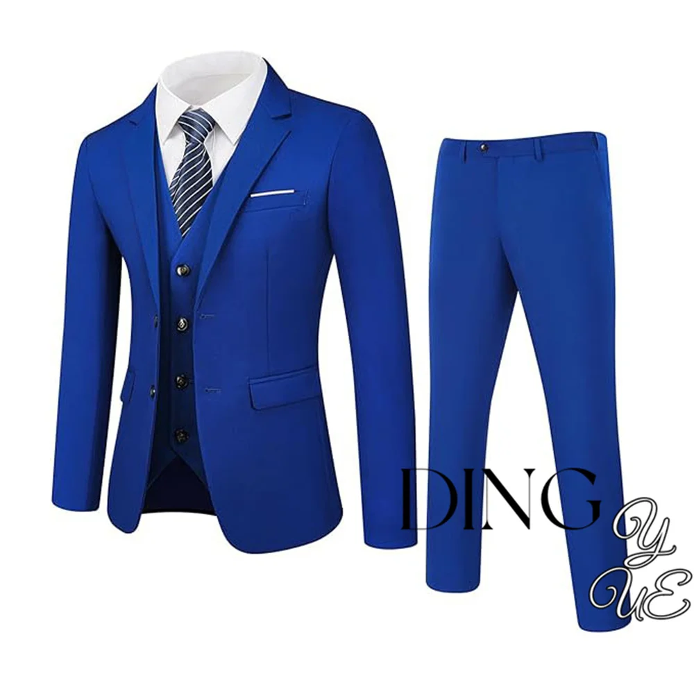 Tuxedo Men Suit Regular Fit 3 Piece Suit Blazer Jacket Waistcoat Pants Men Suit Set for Wedding Prom