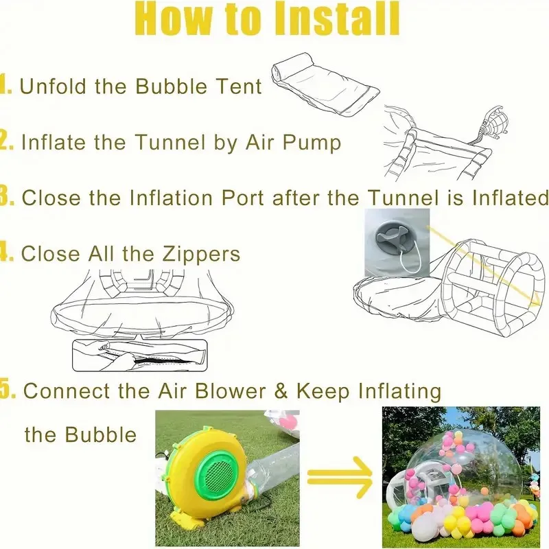 Inflatable Bubble House Accessories Transparent PVC House Balloon Bouse