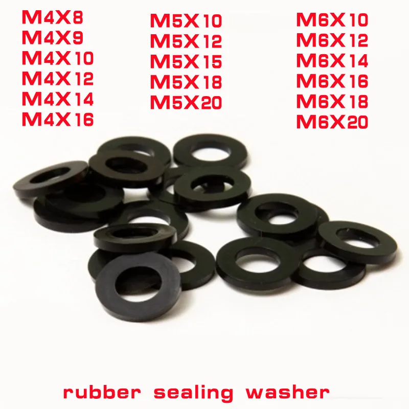 

20pcs/lot M4 M5 M6 Black Rubber Flat Gasket O-Ring Seal Washer Ring Plumbing Faucet Hose Washer Sea Rings