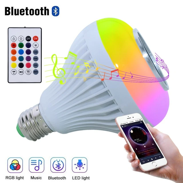 Bombillas de música RGB con Bluetooth, altavoz de 110V, 220V, bombilla LED  E27, Control remoto inalámbrico, bola mágica con Audio, lámpara de  escenario colorida - AliExpress