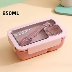 Portable Leakproof Lunch Box with Tableware - Microwaveable Bento Food Storage Container (Pink-850ML)
