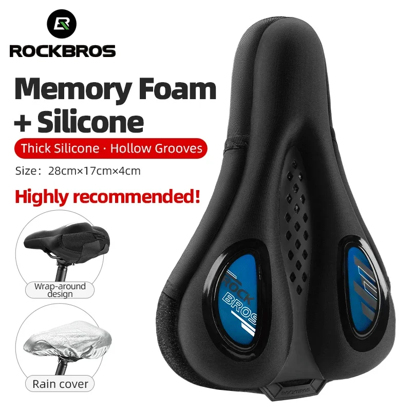 ROCKBROS Bicycle Seat Cover Shockproof Liquid Silicone Gel Bike Saddle Cover MTB Road Anti-slip Memory Foam Cycling Saddle Cover