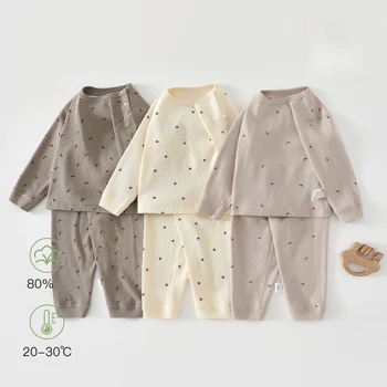 طقم مكون من قطعتين للأطفال عالي الجودة لحماية الخصر والبطن لفصل الربيع والخريف طقم ملابس وسراويل للأطفال