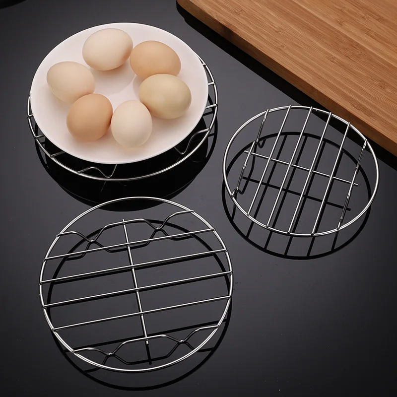 Stainless Steel Air Fryer Steaming Rack Grid Kitchen Steamer For Dumpling Single-layer Grill Stand Cookware Cooking Accessories steamer rack air fryer rack