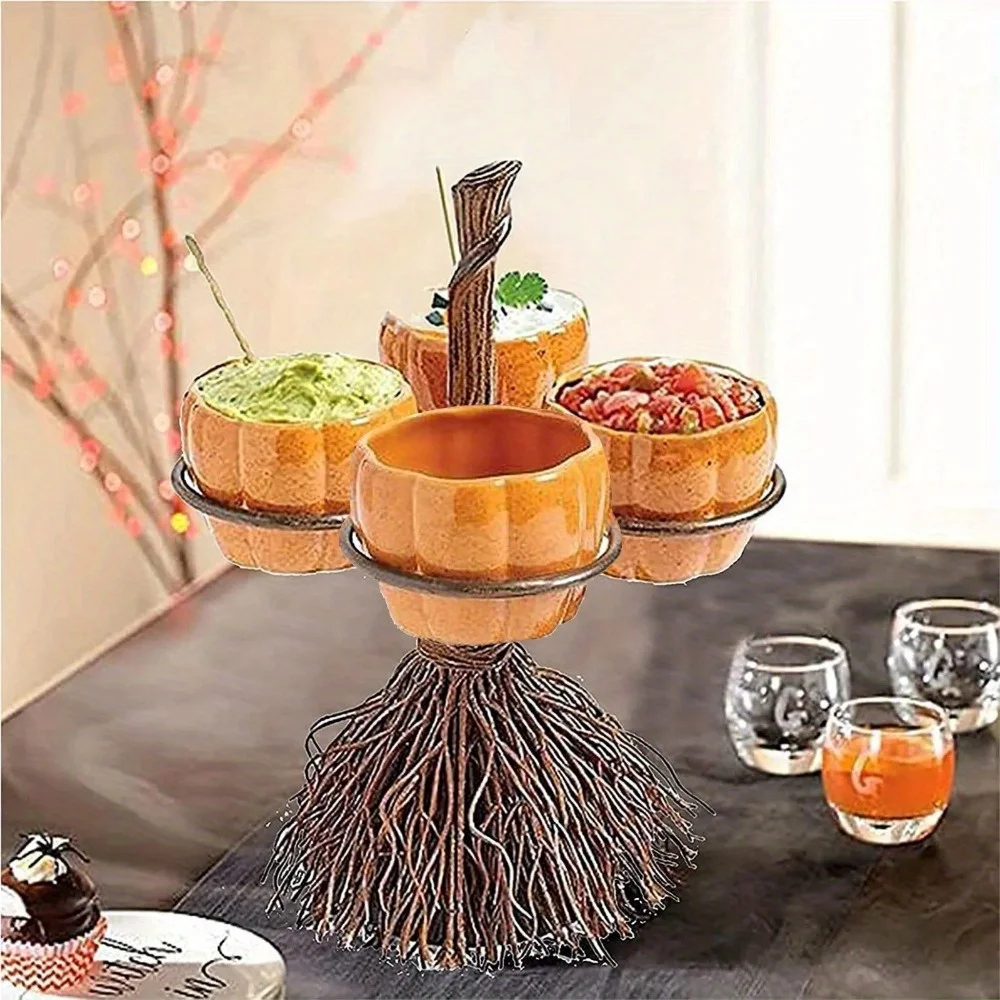 Halloween Pumpkin Snack Bowl Rack Fruit Candy Serving Plate Bowl for Festival for Candy Fruit and Desserts Home Decoration Craft