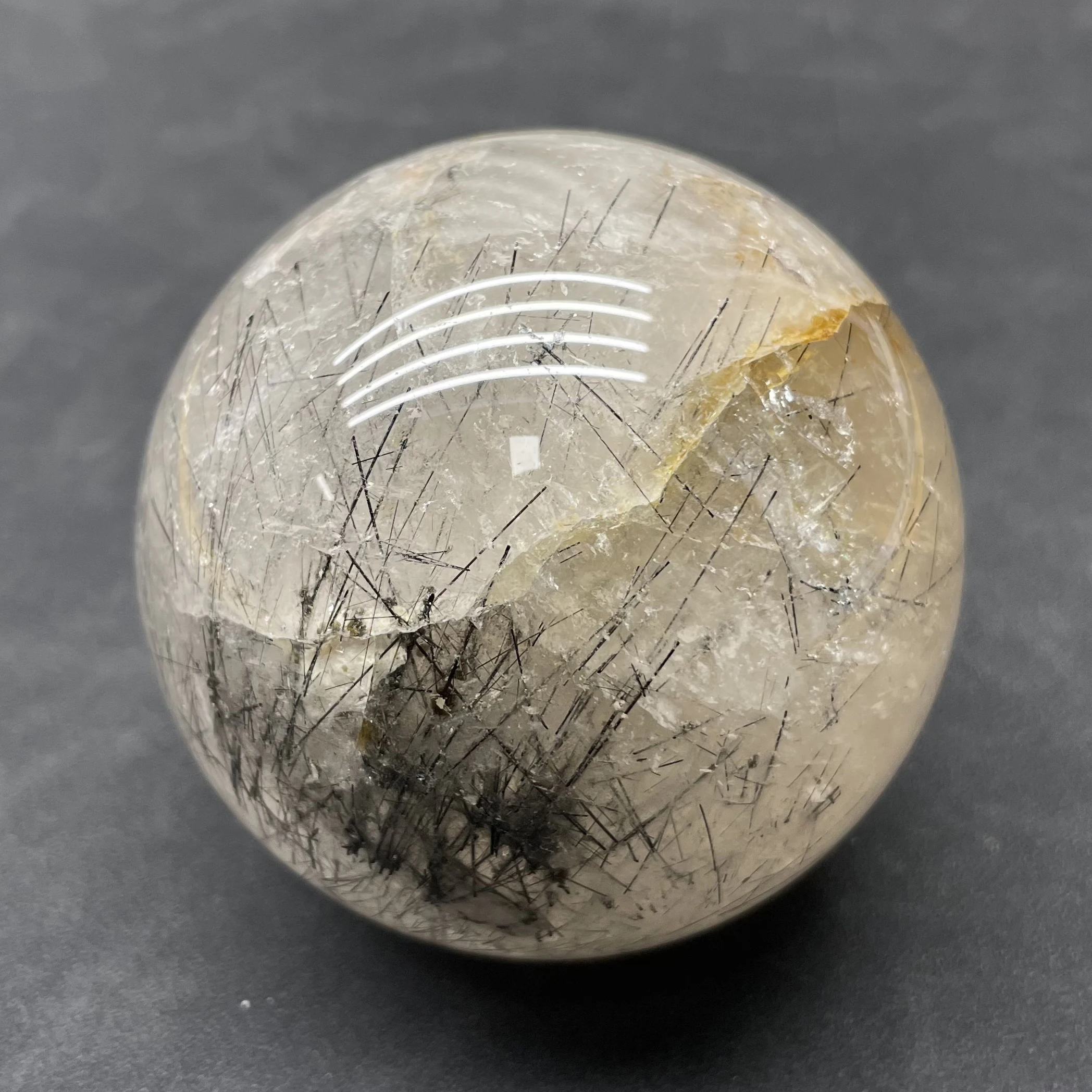 

630g Natural Stone Black Quarte Rutilated Crystal Ball Polished Clear Quartz Sphere Reiki Healing Room Decor Fengshui Y1077