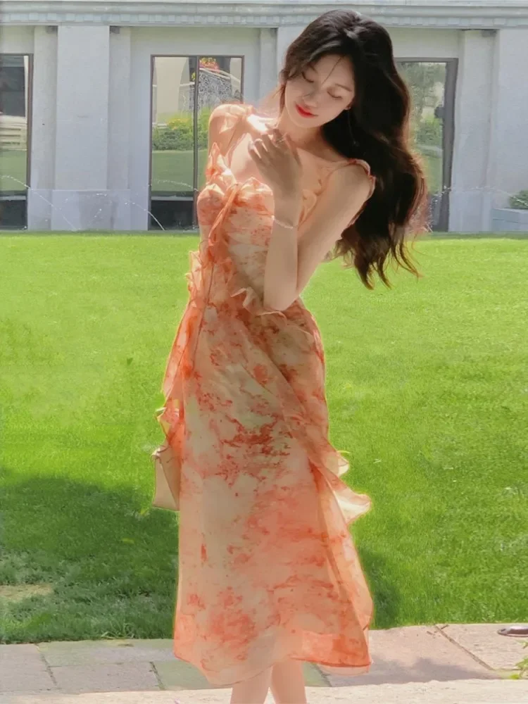Summer Women's Spaghetti Strap Holiday Midi Dress Female Fashion Elegant  Slim Birthday Party Clothes Vestidos - AliExpress 200000345