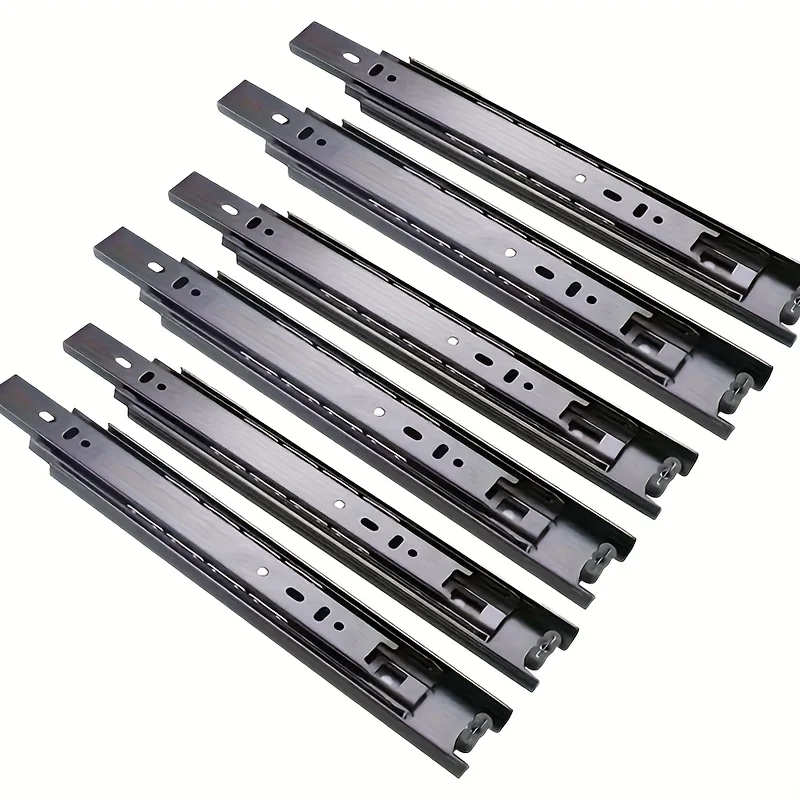 Enhanced Black Soft Close Drawer Slides with Smooth Ball Bearing Mechanism