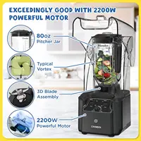 Quiet Blender, 2200 Watt Professional  Blender with   80oz Pitcher, Built-in Pulse & 15- 2