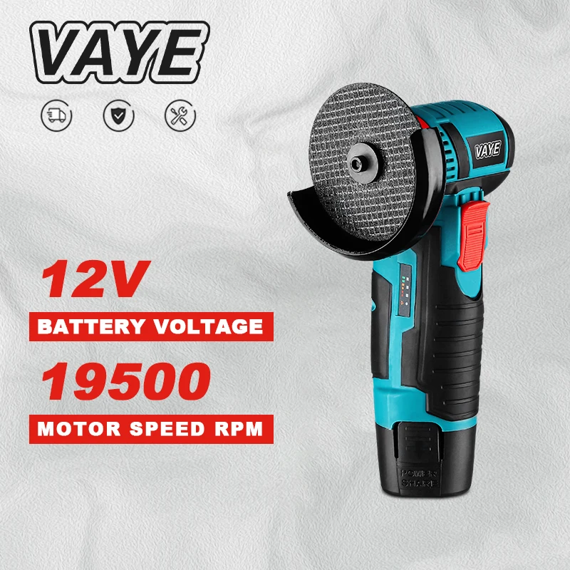 VAYE Mini Angle Grinder 12V Cordless Polishing Machine Cutting Portable Polisher Saw Blade Home DIY Power Tool