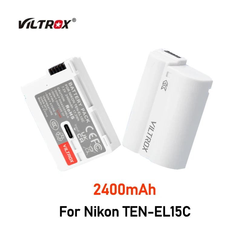 Viltrox 2400Mah Ten-El15C Batteria Per Nikon Z5, Z6, Z6 Ii, Z7, Z7Ii D500 D600 D750 D800 D810 D850 D7500