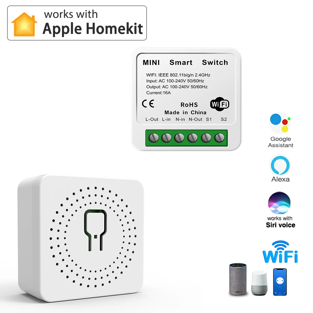 HomeKit switch on/off device two WiFi smart switches Siri voice timer remote Xiaoai Tmall 16A