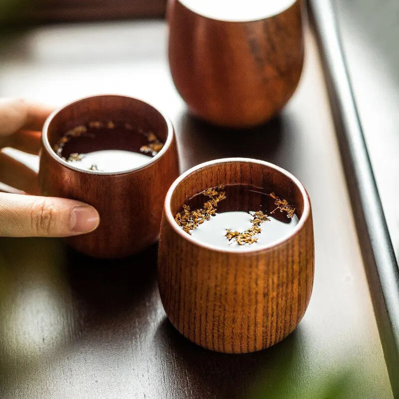 1Pcs 4.3X4.8cm Retro Handmade Natural Wooden Cup Jujube Wood Reusable Tea  Cup Household Kitchen Supplies High Quality - AliExpress