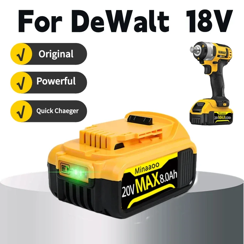 

Сменный литий-ионный аккумулятор для DeWalt DCB205 DCB201 DCB203, 18В/20 12,0 Ач, максимальное напряжение 8,0 Ач, батареи для электроинструментов