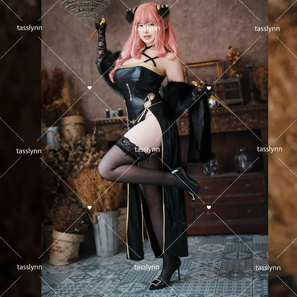 

Anime Spy X Family Anya Forger Cosplay Costume Adult Anya Forger Cheongsam Costume Sexy Shawl Cheongsam Cosplay Costume Women