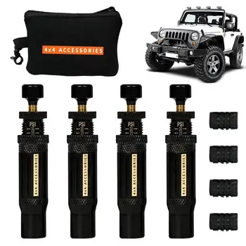 Air Down Tire Deflators Adjustable Tyre Air Down Tool 4 Pieces 10-30 PSI 4x4 Spin-on Inflator Tool Auto-Stop Rapid For Offroad 1