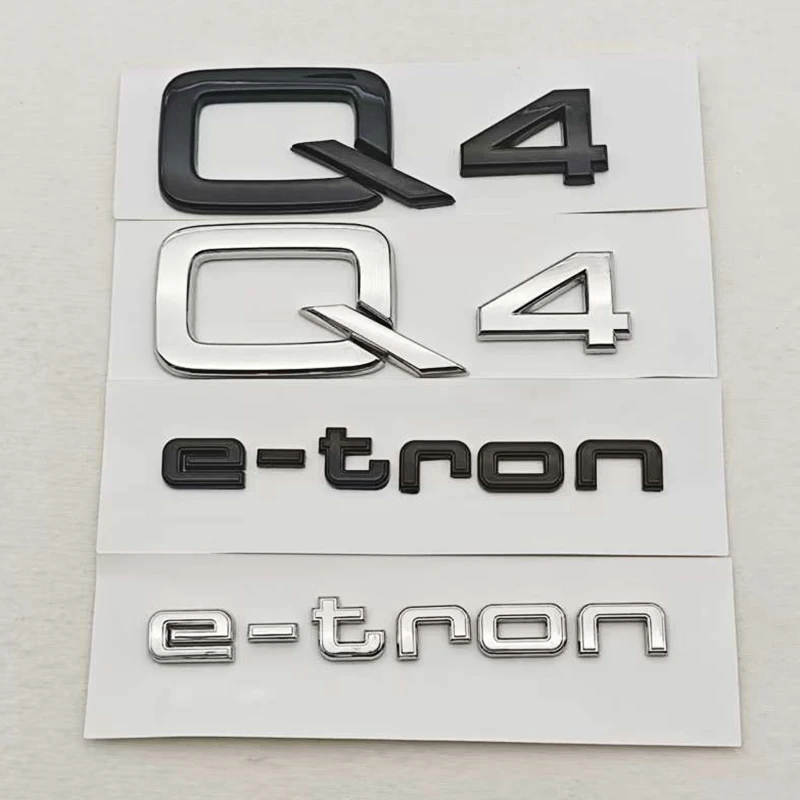 새로운 3D ABS 광택 블랙 레터 로고 엠블럼 (아우디 Q4 e-트론 Q6용), 리어 트렁크 펜더 사이드 배지 자동차 테일 마킹 액세서리