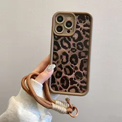 Leopard Print Lanyard Shockproof Silicone Soft Phone Case - iPhone 11 (With Lanyard)