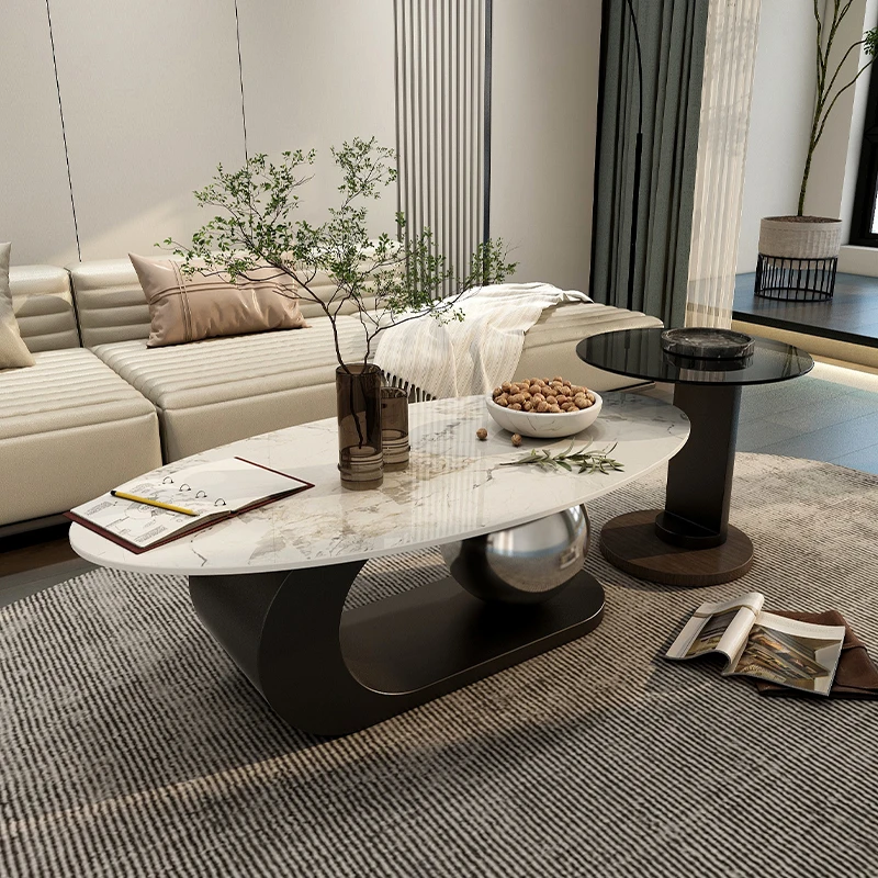 

Modern Design Italy Oval Coffee Table Marble Top Sofa Center Luxury Salon Coffee Table Living Room Dining Mesa Nordic Furniture