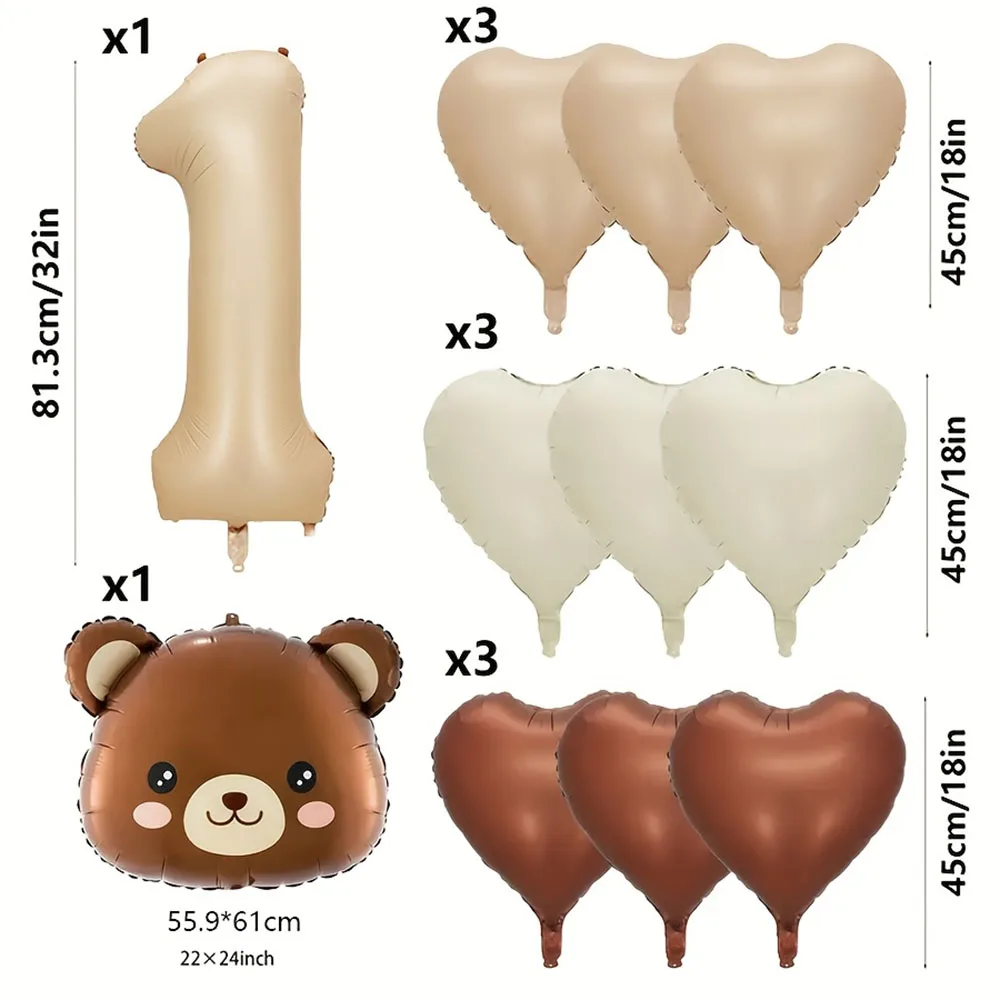 1 Set Creme Schokolade Karamell Herz Folienballons Bärenkopf Ballon Hochzeit Geburtstag Party Dekoration Babyparty Globos Geschenke – Detail 7