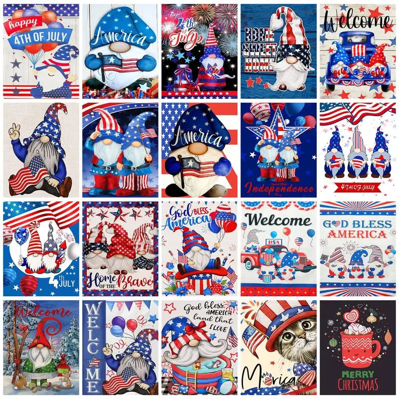 

RUOPOTY Painting By Numbers For Beginner Kits Christmas and the American Flag Picture Paint Painting Decor