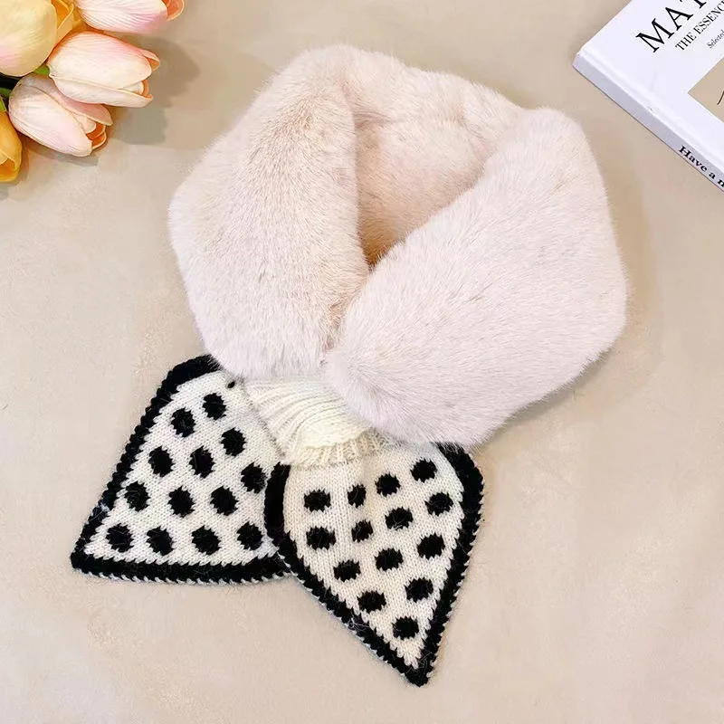 Winter Warm Plush Baby Scarf Cute Caroon Bears Boy Girl Scarves Newborn Toddler Faux Fur Children Cross Neckerchief Baby Shawls