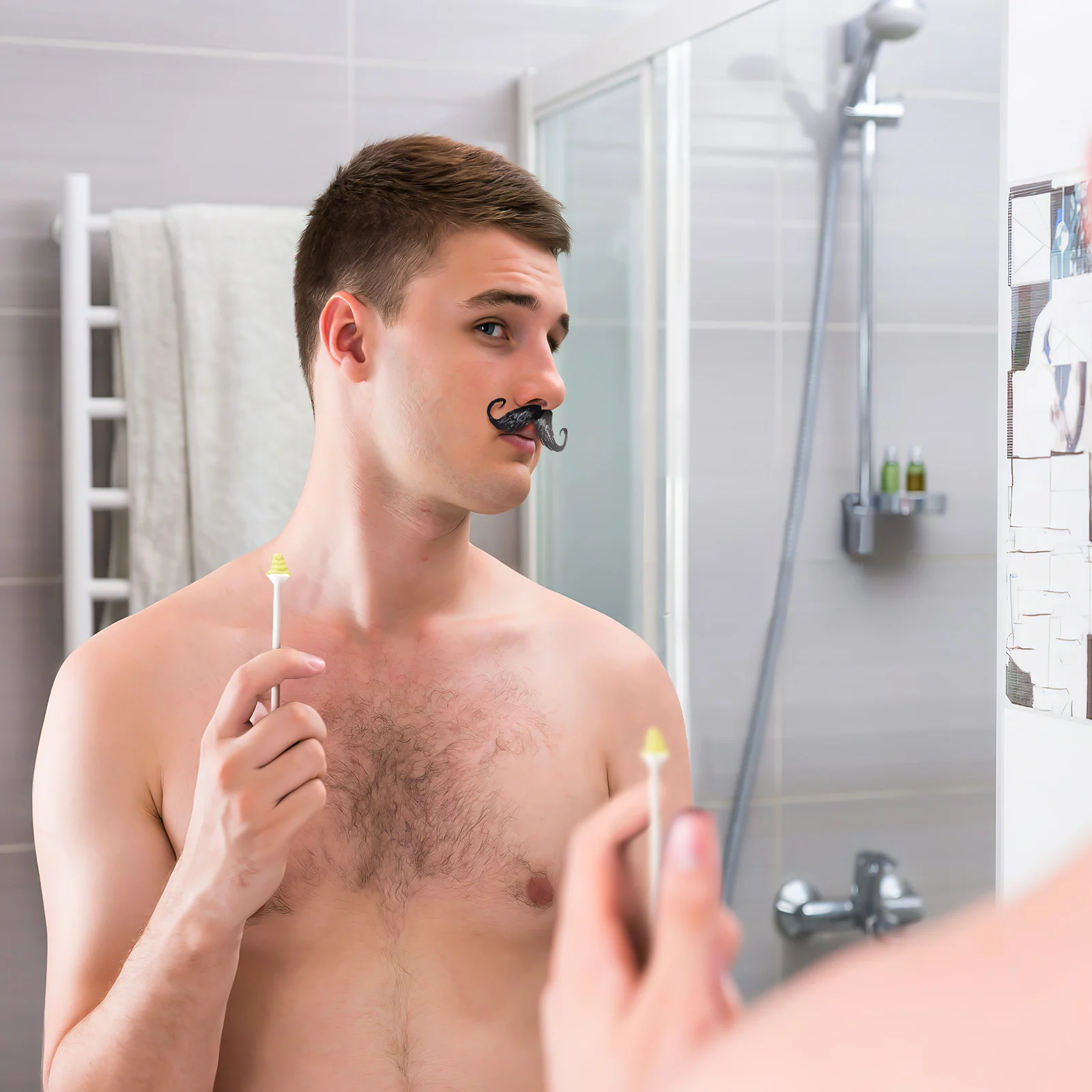 50pcs Wax Nose Hair Removal Kit Mustache Waxing Stickers Fake Depilation Mustache Stickers Hair Removal Protective Faceepilating 2