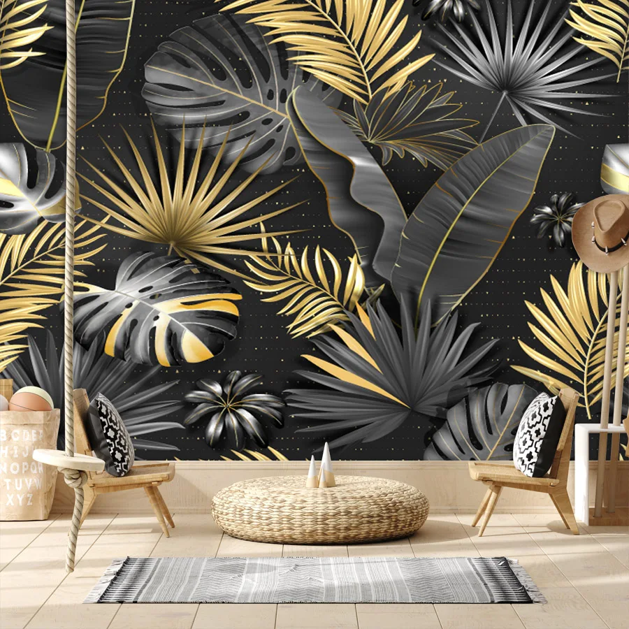 

Custom Peel and Stick Wallpapers Accept for Living Room Bedroom Walls Contact Papers Home Decor Jungle tropic Palm Leaves Mural